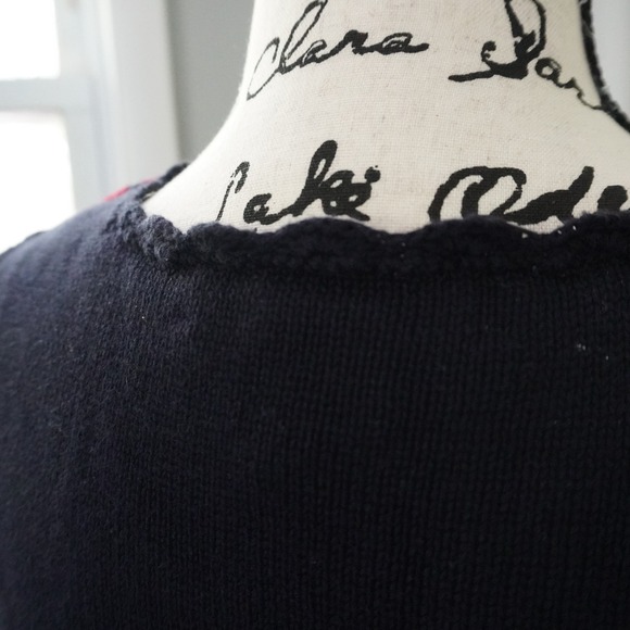 VTG Austin Reed‎ Red Navy Blue Chevron Open Knit Tank Top XL Sleeveless Boho - Picture 4 of 8